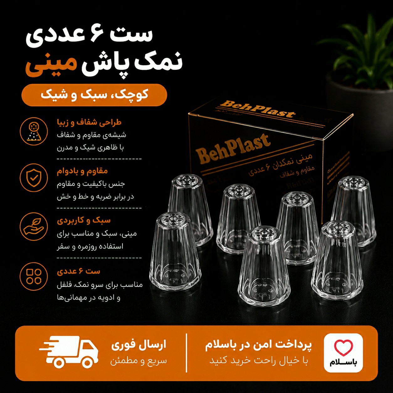 نمک پاش مینی / 6 عددی / ارسال فوری/اقساطی