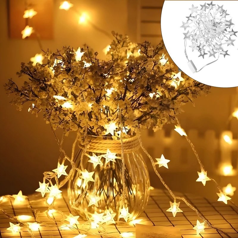 ریسه چراغ دار/مدل ستاره/3متری/چندحالت نور/باضمانت/ارسال فوری