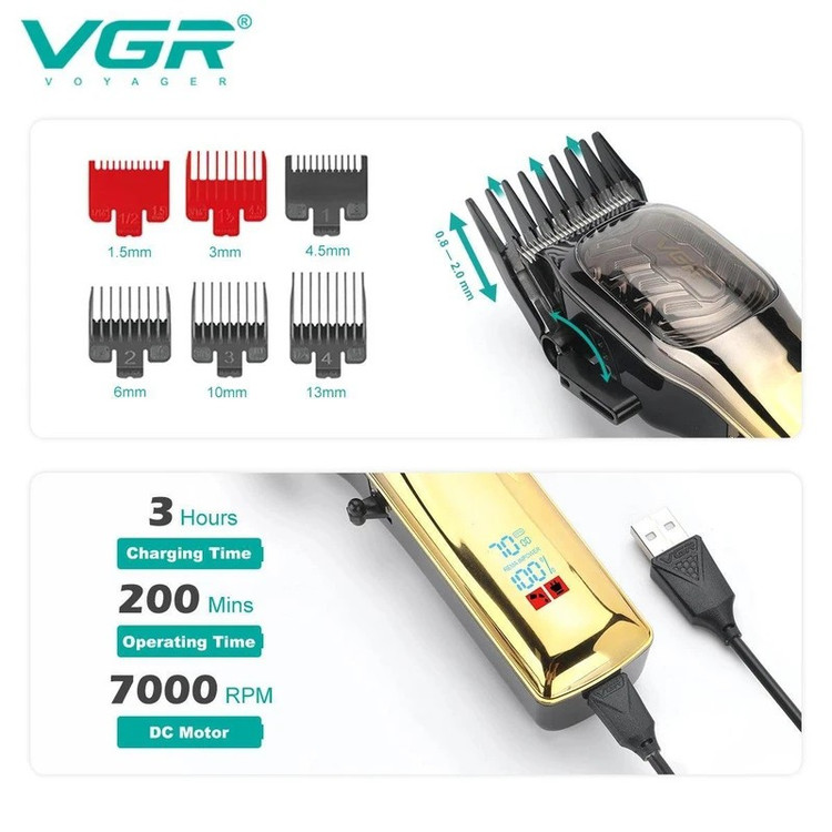 ماشین اصلاح موی سر وصورت شارژی VGR مدل v-654با گارانتی گلد و اقساطی