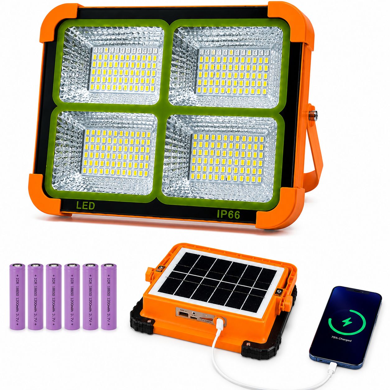 پرژکتور خورشیدی قابل حمل | باتری 12000mAh + پاوربانک + IP66
