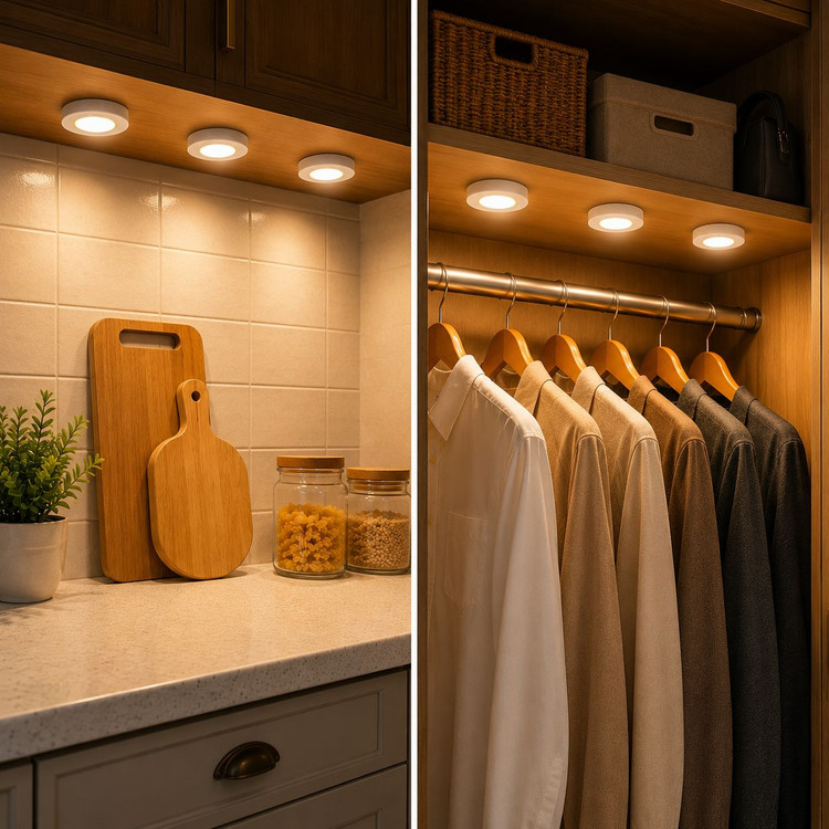 چراغ LED زیر کابینتی ریموت دار 3تایی | نور مخفی بی سیم با تایمر 30دقیقه