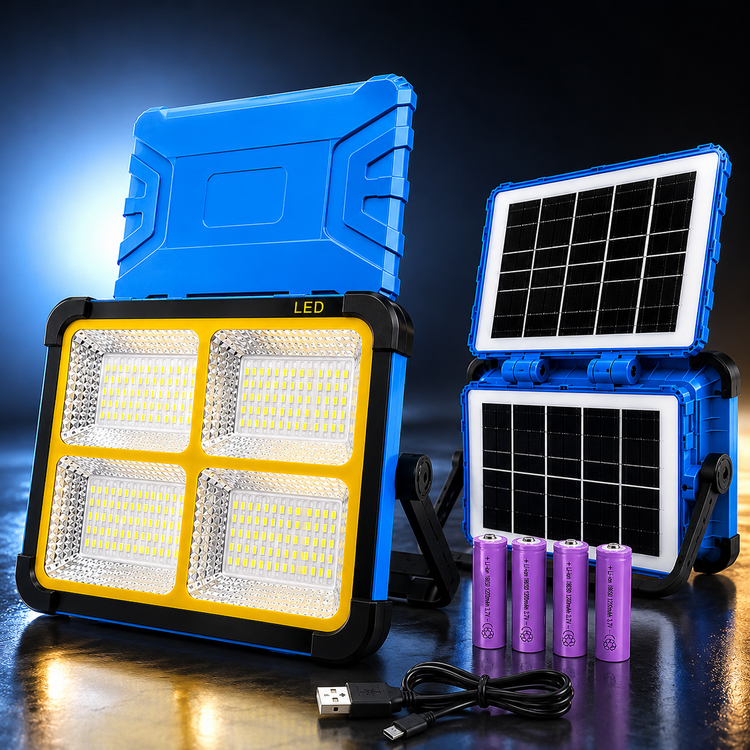 پرژکتور خورشیدی 200 وات ZL-501 پاوربانکدار با 4 باتری