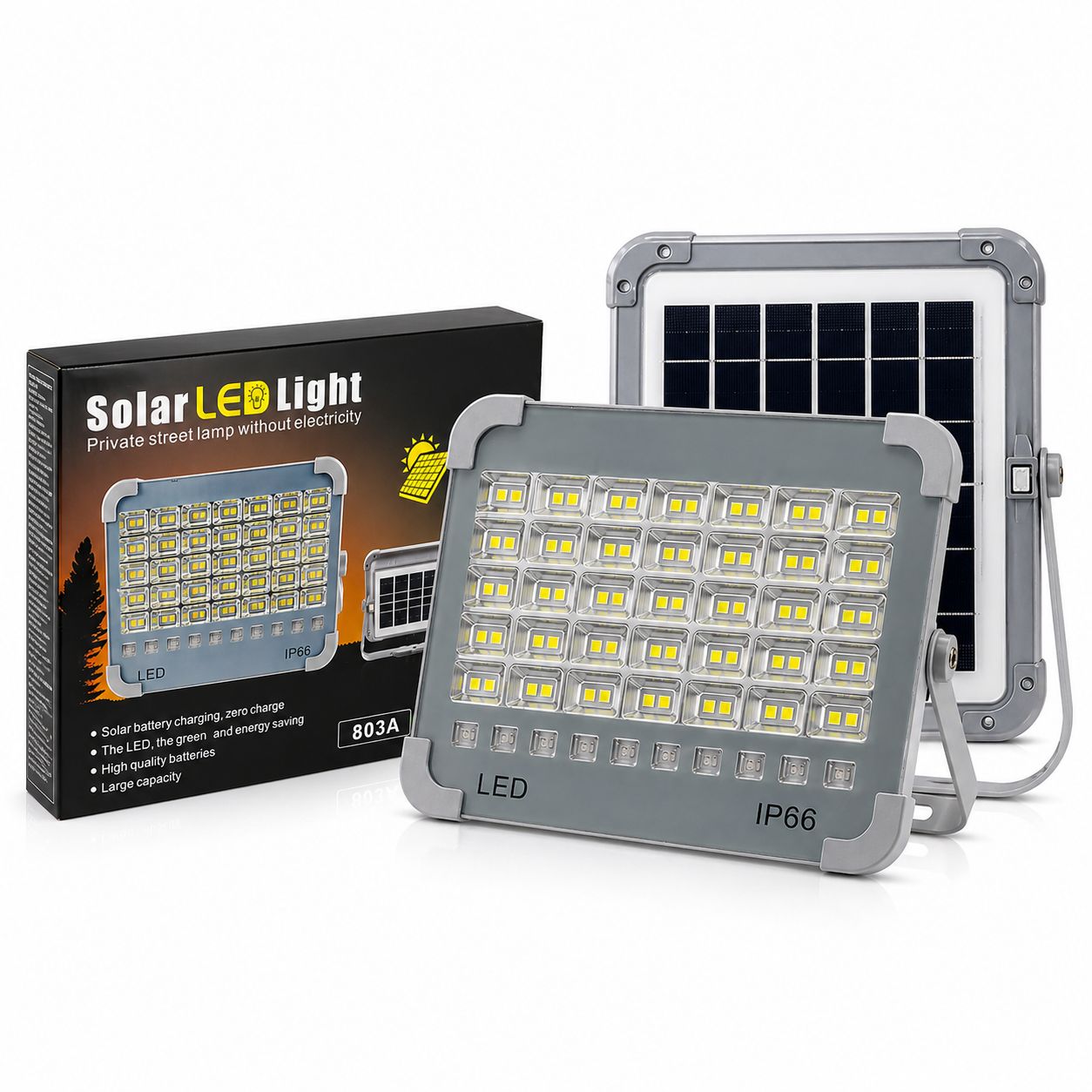 "پرژکتور خورشیدی LED مدل 803A | ضدآب IP66 | شارژ با خورشید