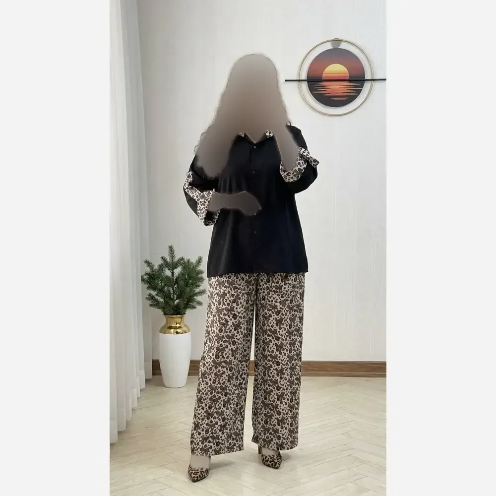 ست شلوار پلنگی جنس بوگاتی درجه یک فری سایز (2)