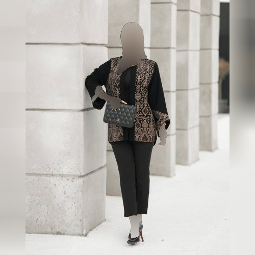 مانتو مجلسی سوزن دوزی کرپ مرویجت مدل ترمه