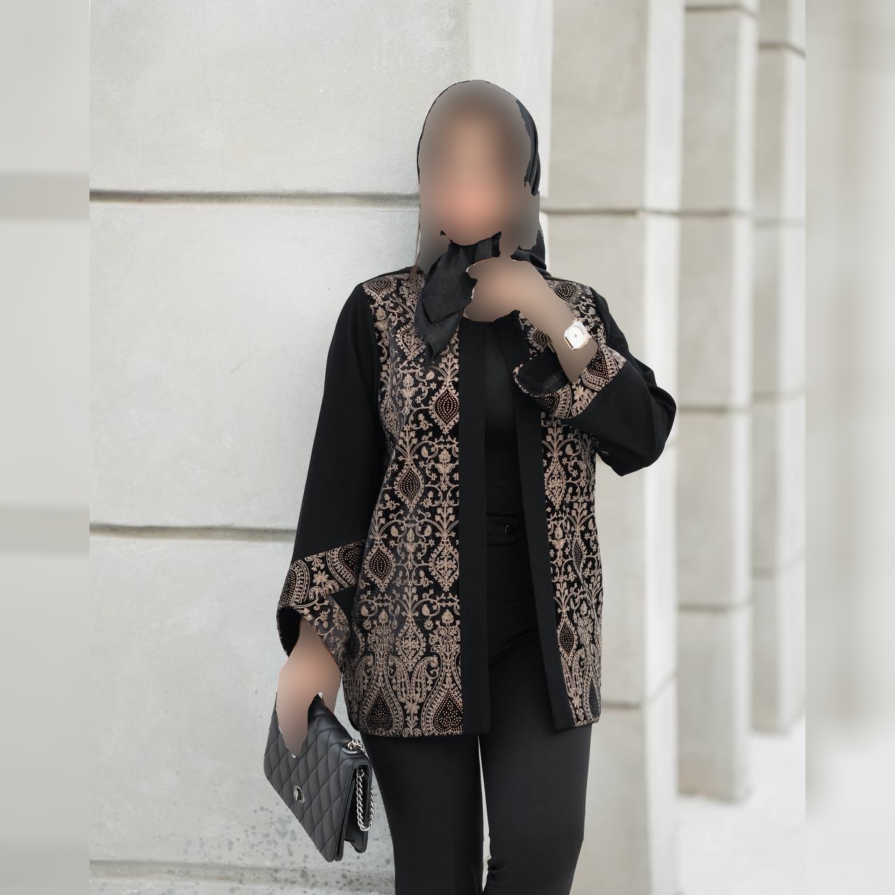 مانتو مجلسی سوزن دوزی کرپ مرویجت مدل ترمه