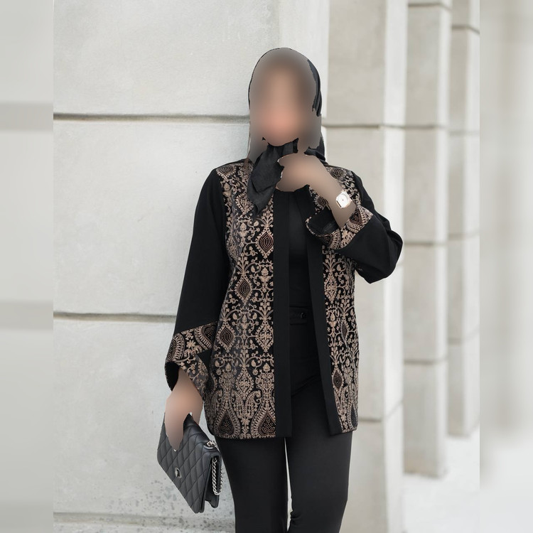 مانتو مجلسی سوزن دوزی کرپ مرویجت مدل ترمه