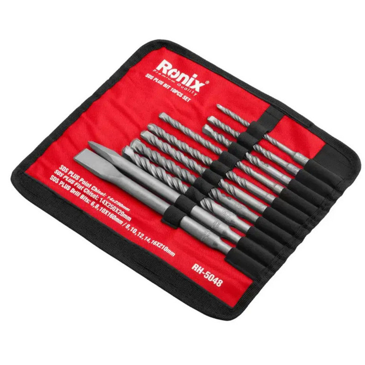 ست مته و قلم چهار شیار رونیکس مدل RH-5048 سایز 8 تا 16 میلیمتر مجموعه 10 عددی