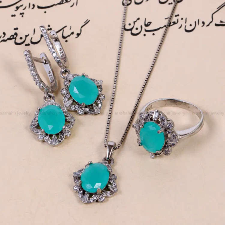 نیم ست زمرد سنتاتیک زنانه کد 14797