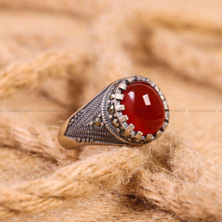 انگشتر عقیق مردانه کد 6696