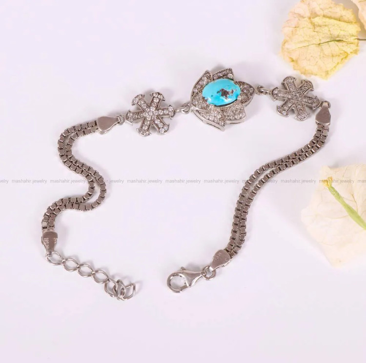 دستبند فیروزه زنانه کد 4369