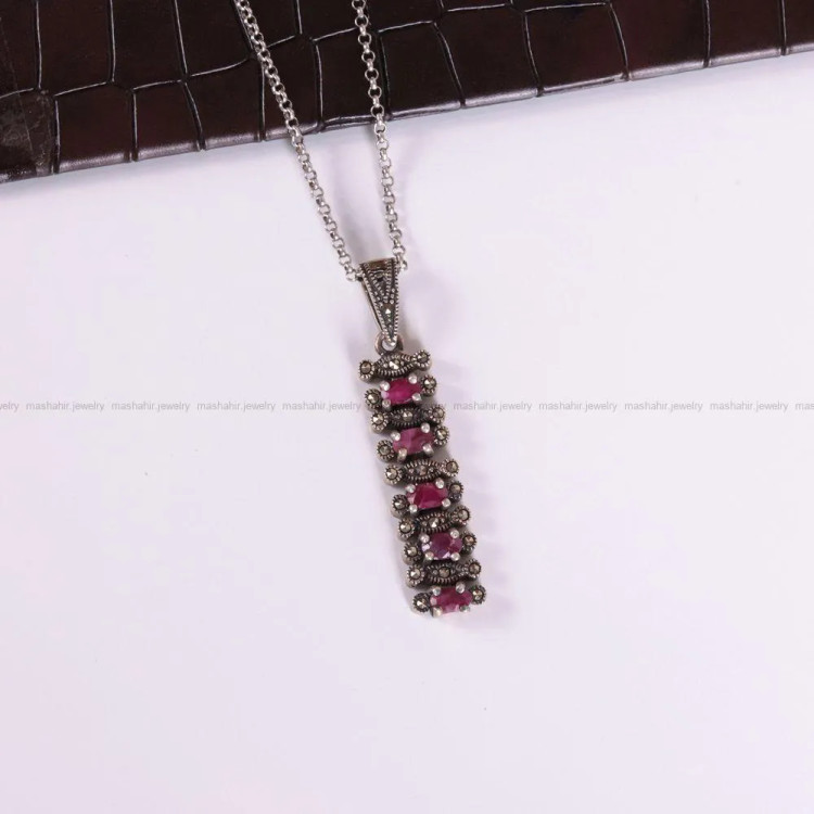 گردنبند یاقوت سرخ زنانه کد 2570