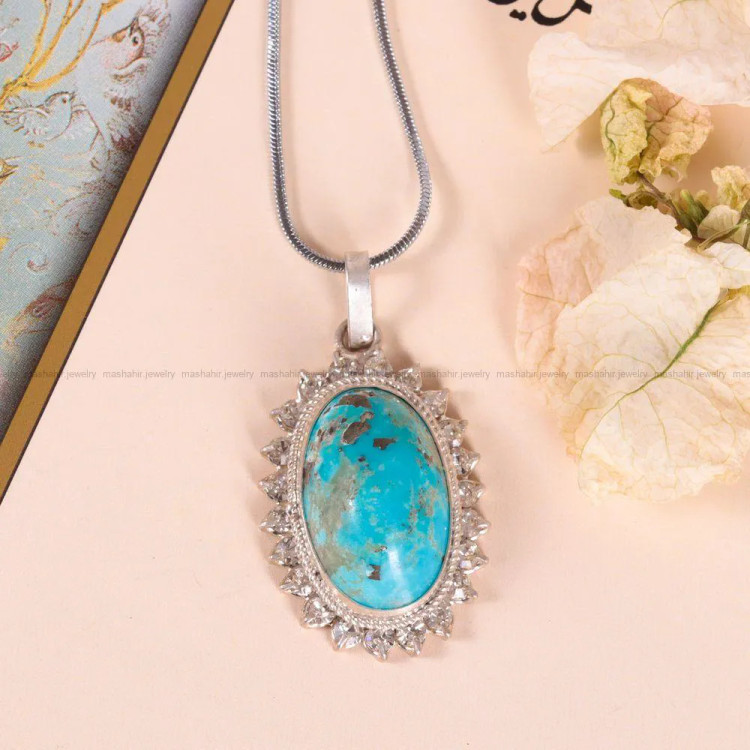 گردنبند فیروزه زنانه کد 2459