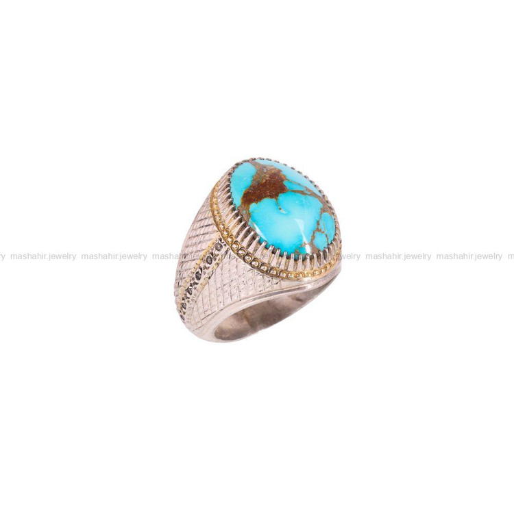 انگشتر فیروزه شجری مردانه کد 4065