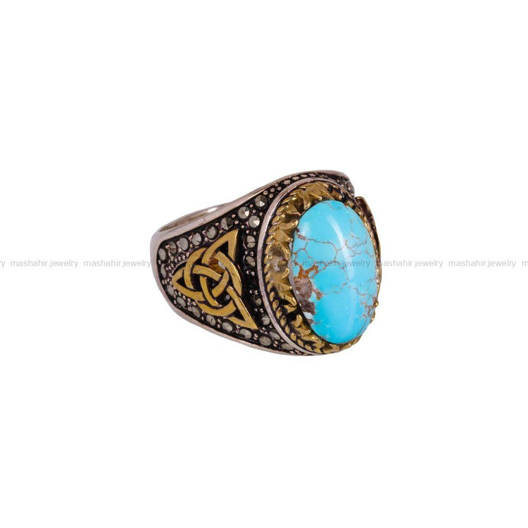 انگشتر فیروزه شجری مردانه کد 4068