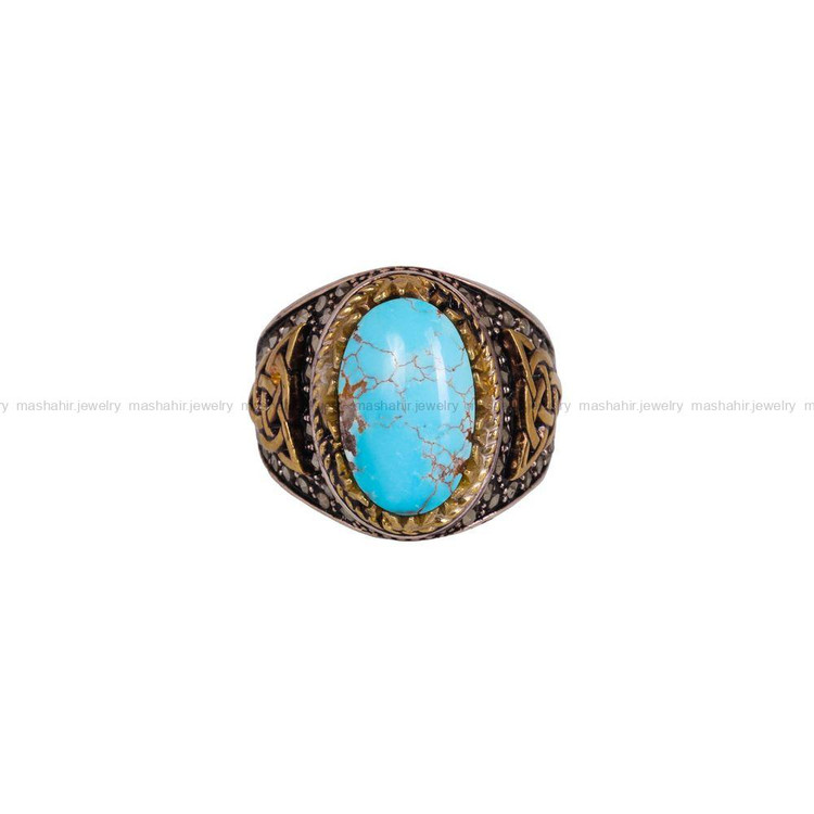 انگشتر فیروزه شجری مردانه کد 4068