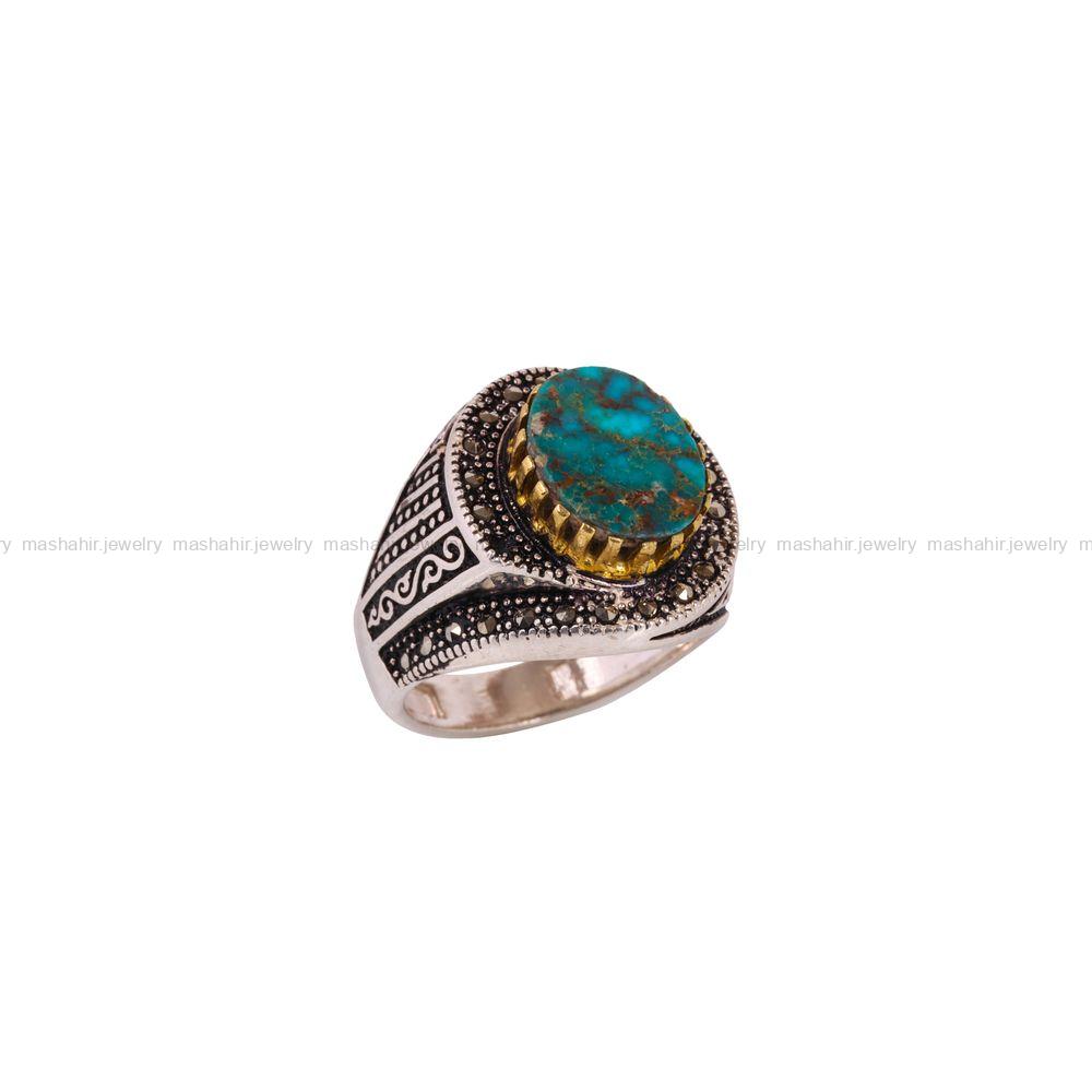 انگشتر فیروزه شجری مردانه کد 4073