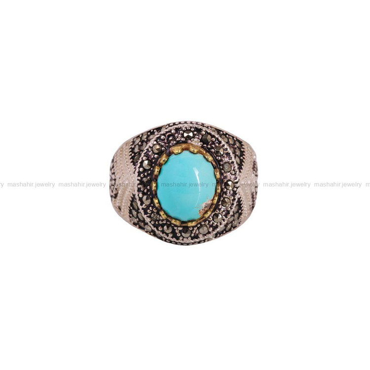 انگشتر فیروزه شجری مردانه کد 4075