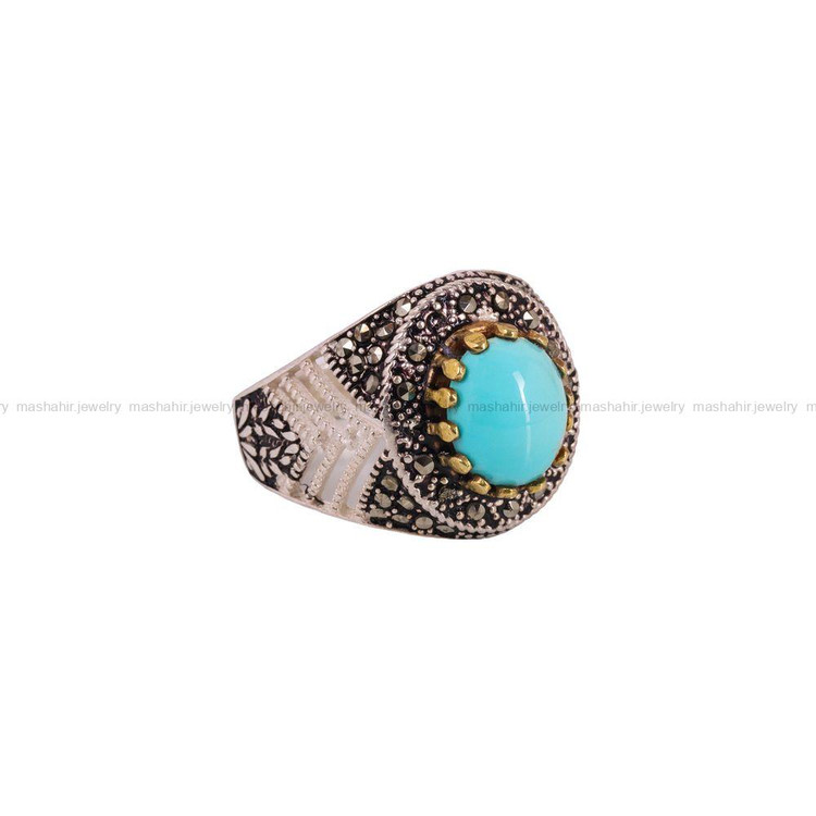 انگشتر فیروزه شجری مردانه کد 4075