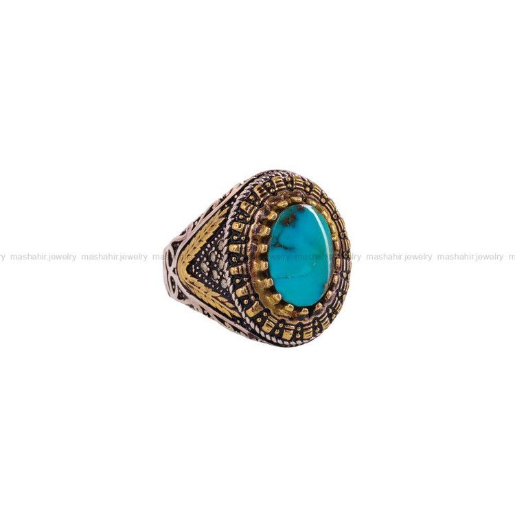 انگشتر فیروزه شجری مردانه کد 4077