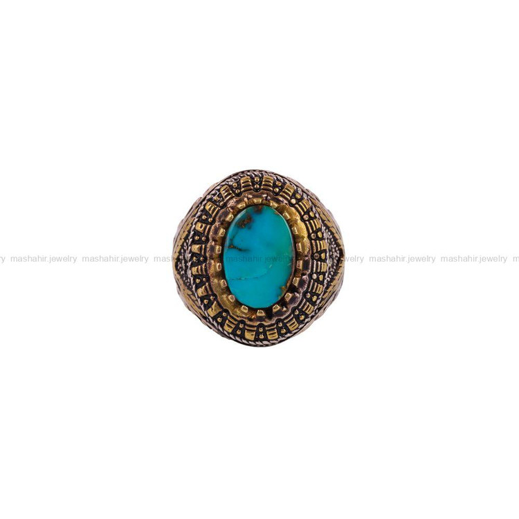 انگشتر فیروزه شجری مردانه کد 4077