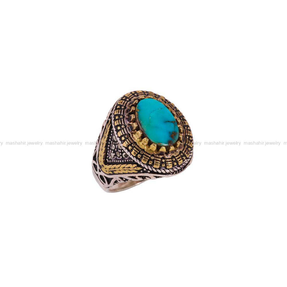 انگشتر فیروزه شجری مردانه کد 4077