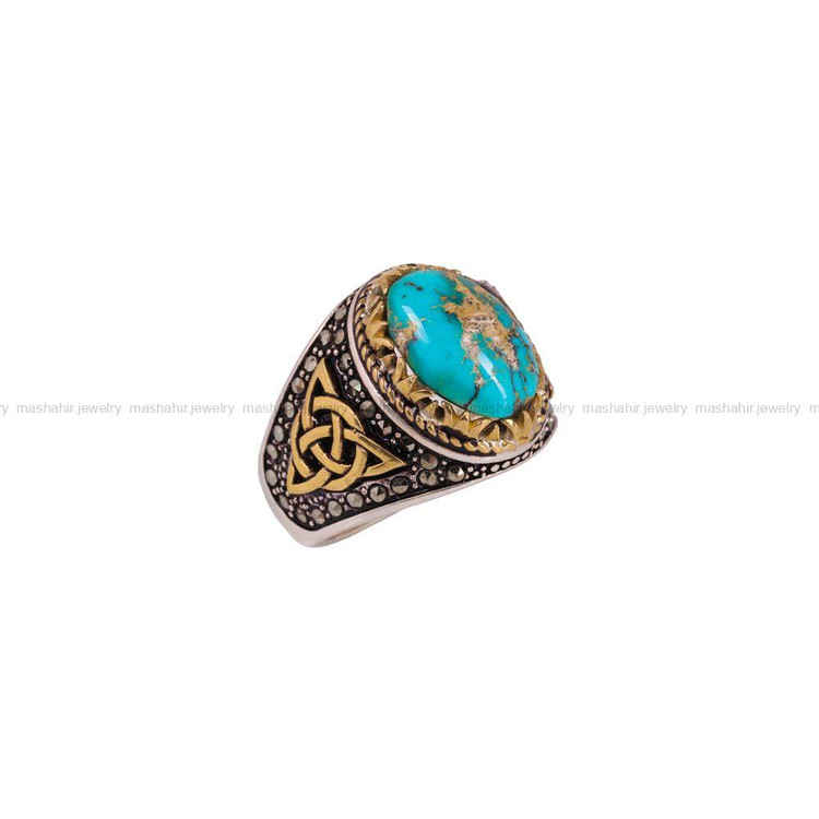 انگشتر فیروزه شجری مردانه کد 4078