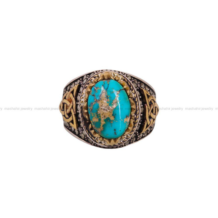 انگشتر فیروزه شجری مردانه کد 4078