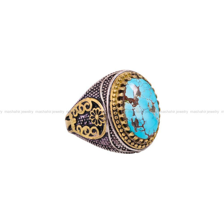 انگشتر فیروزه شجری مردانه کد 3774
