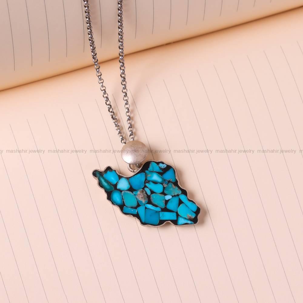 گردنبند فیروزه کوب زنانه کد 5384