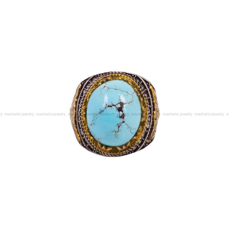 انگشتر فیروزه شجری مردانه کد 3785