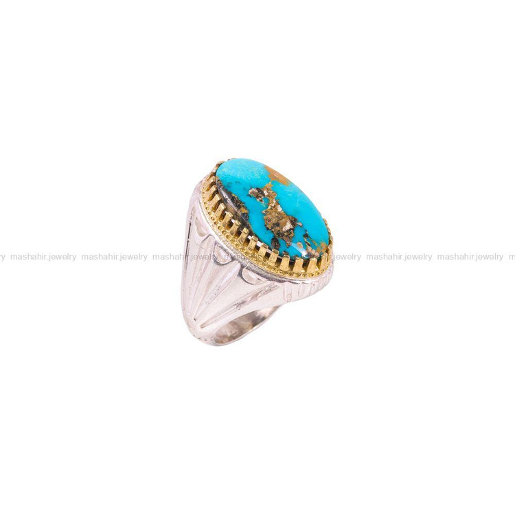 انگشتر فیروزه شجری مردانه کد 3804