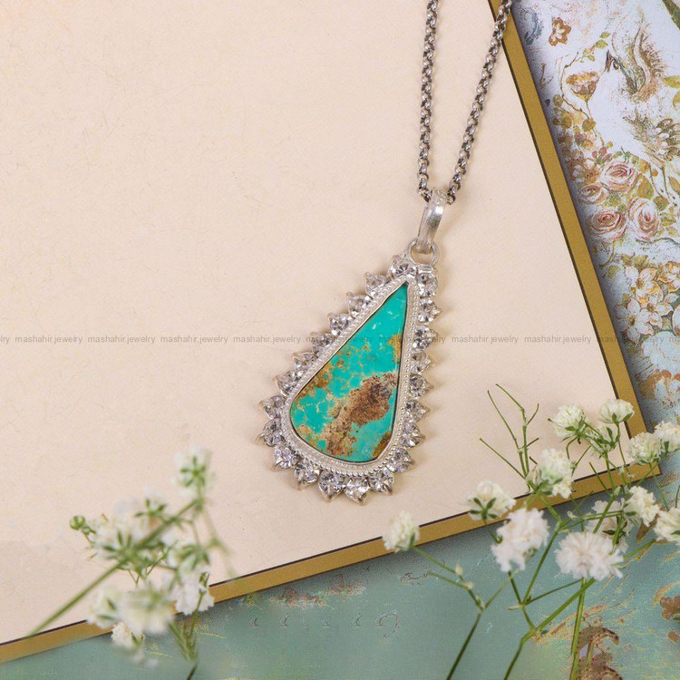 گردنبند فیروزه زنانه کد 10202