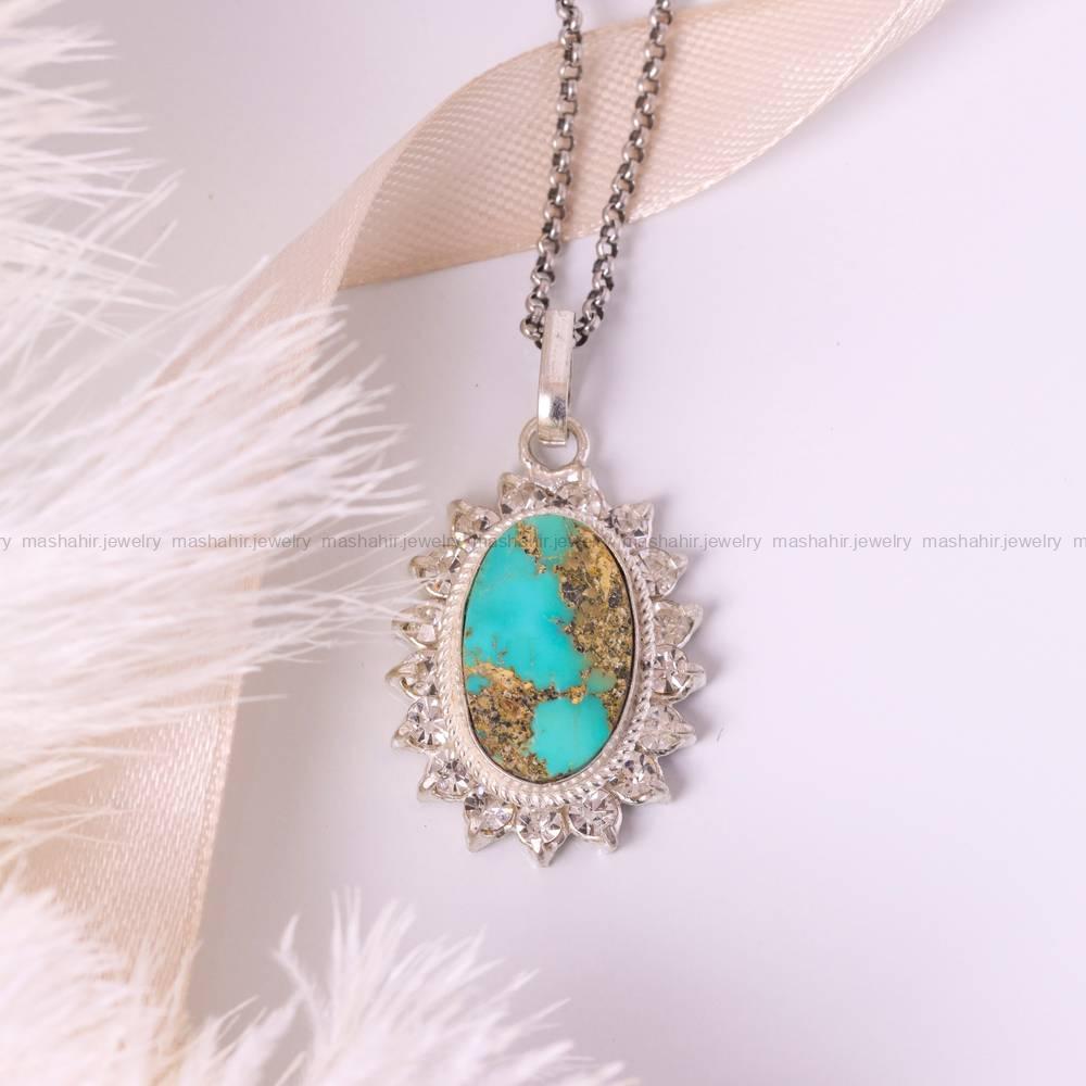 گردنبند فیروزه زنانه کد 5424