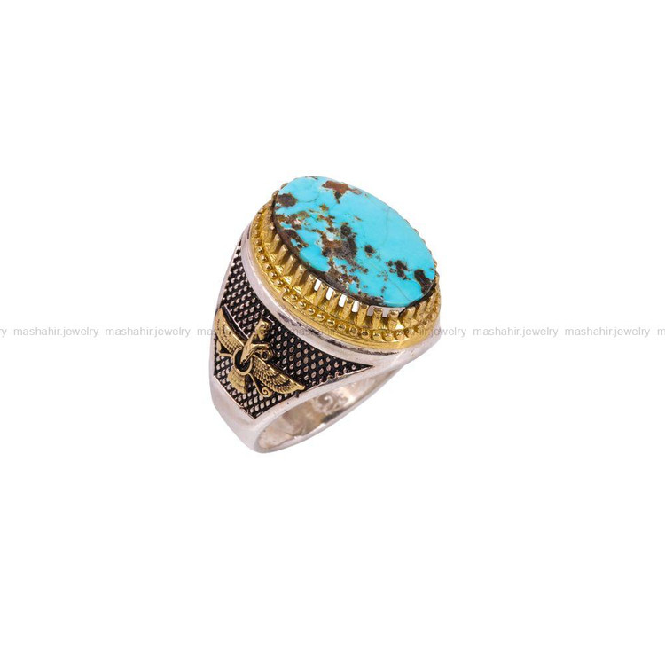 انگشتر فیروزه شجری مردانه کد 3815