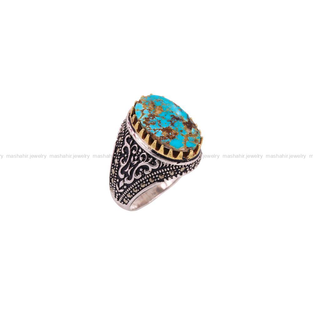 انگشتر فیروزه شجری مردانه کد 3829