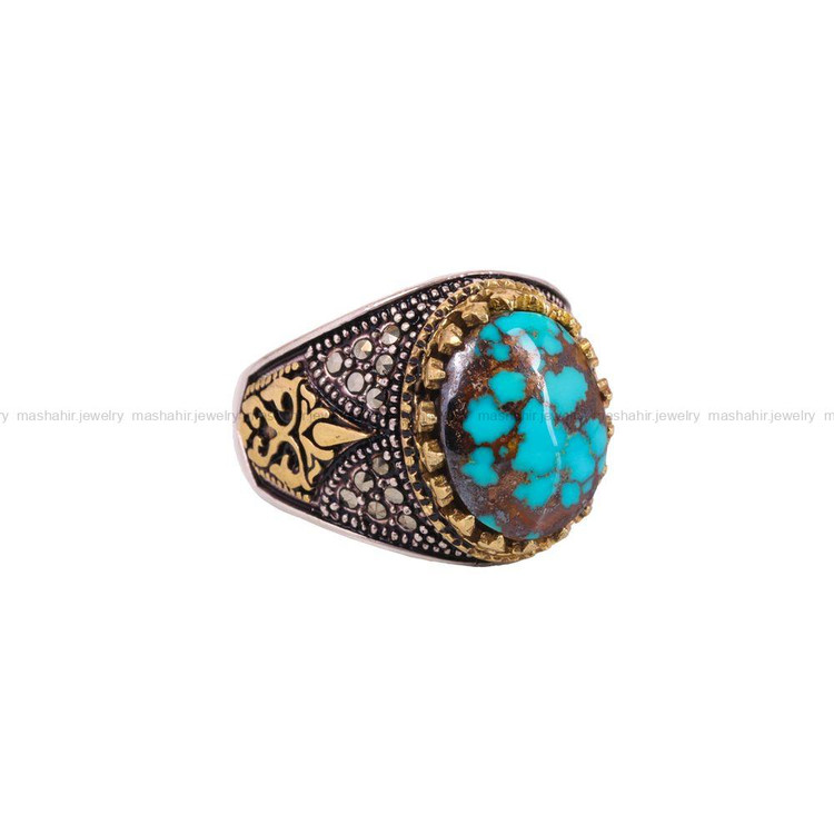 انگشتر فیروزه شجری مردانه کد 3831