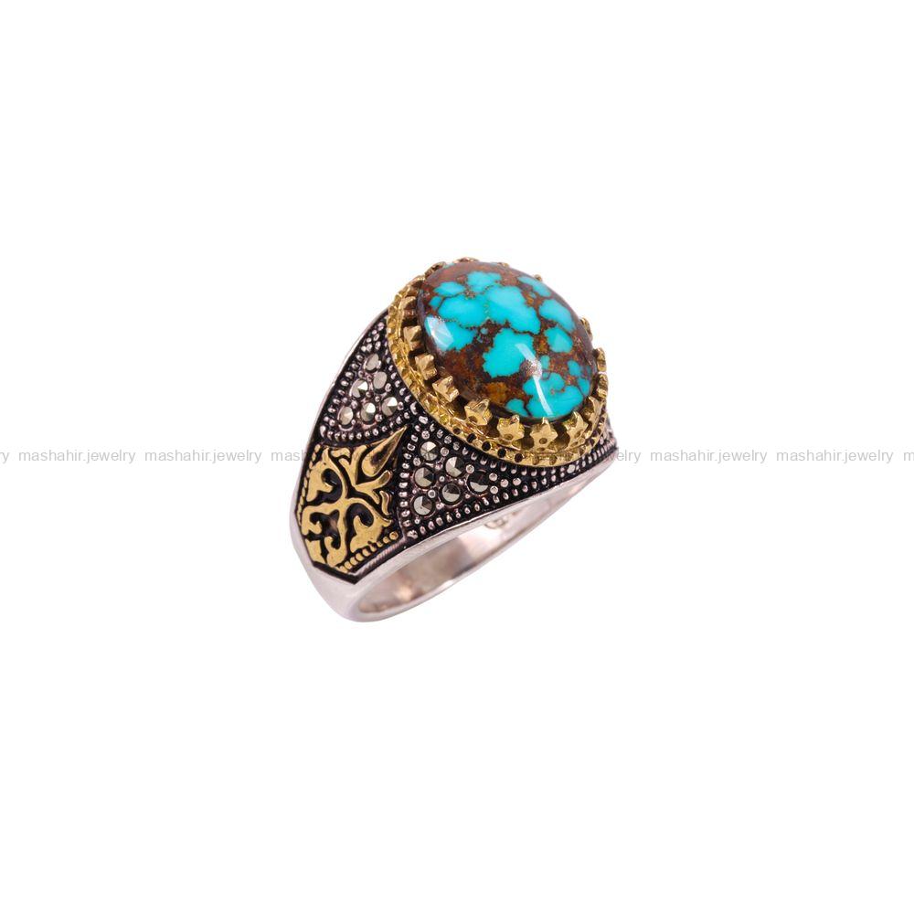 انگشتر فیروزه شجری مردانه کد 3831