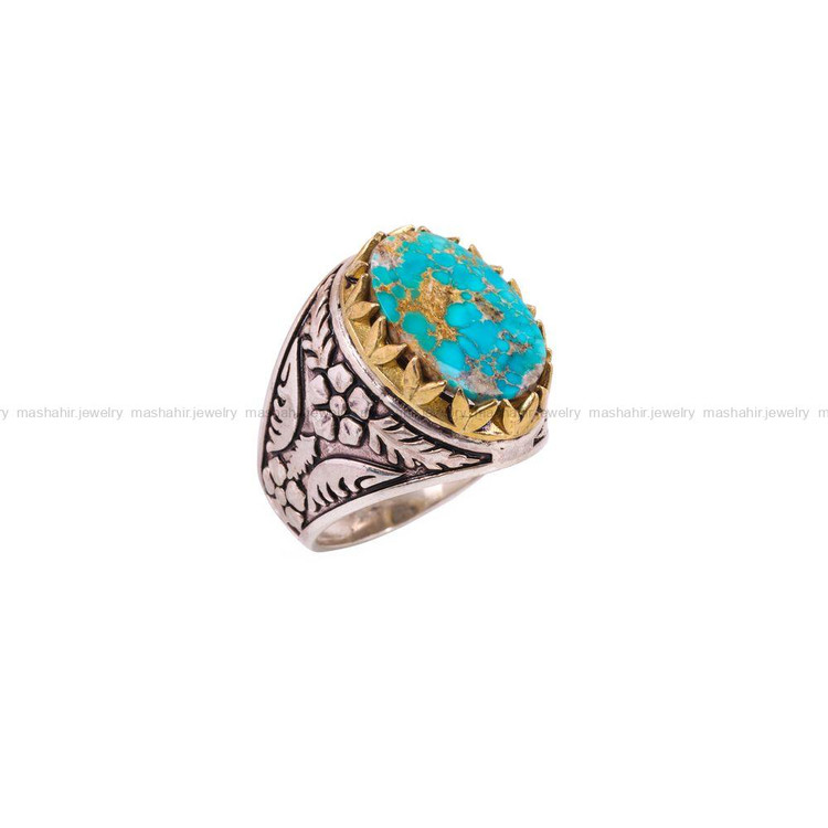 انگشتر فیروزه شجری مردانه کد 3839