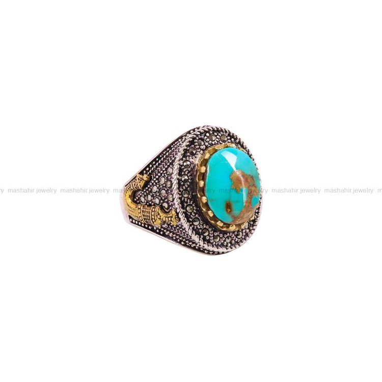 انگشتر فیروزه شجری مردانه کد 3846