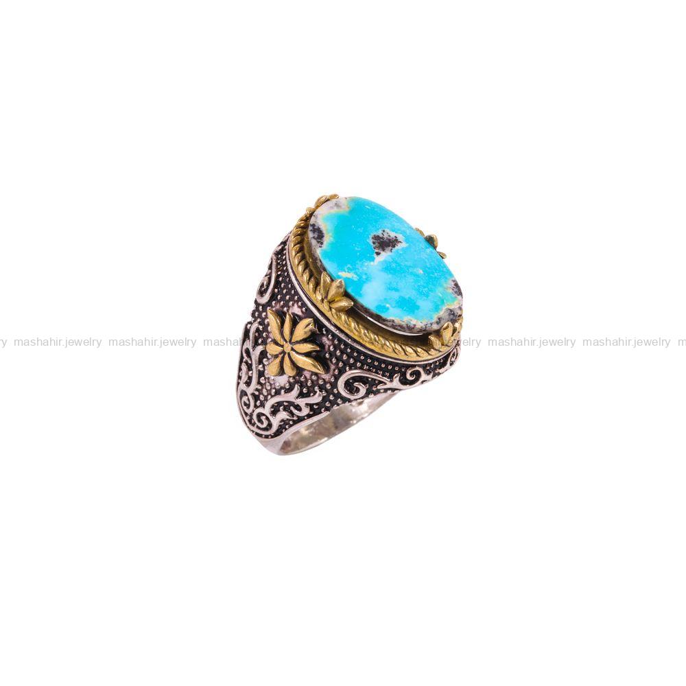 انگشتر فیروزه شجری مردانه کد 3847