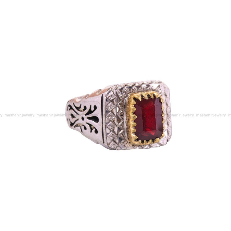 انگشتر یاقوت سرخ مردانه کد 3558