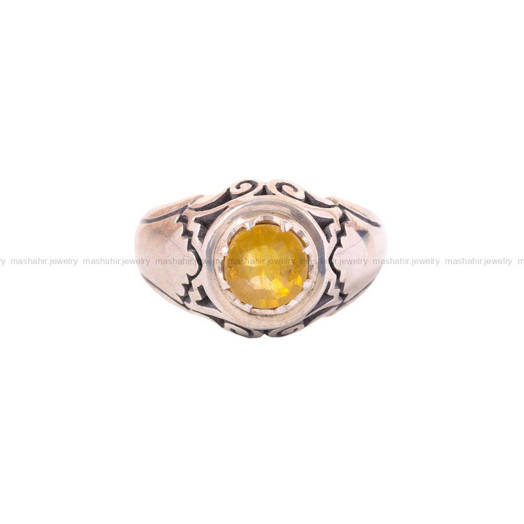 انگشتر یاقوت زرد مردانه کد 3564