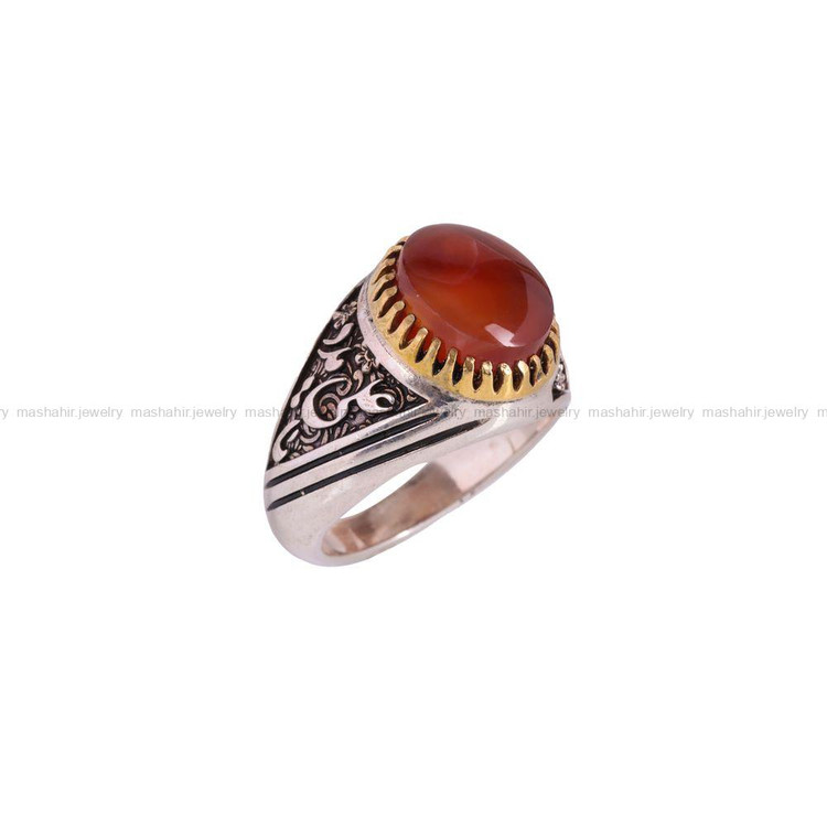 انگشتر عقیق یمن مردانه کد 3046