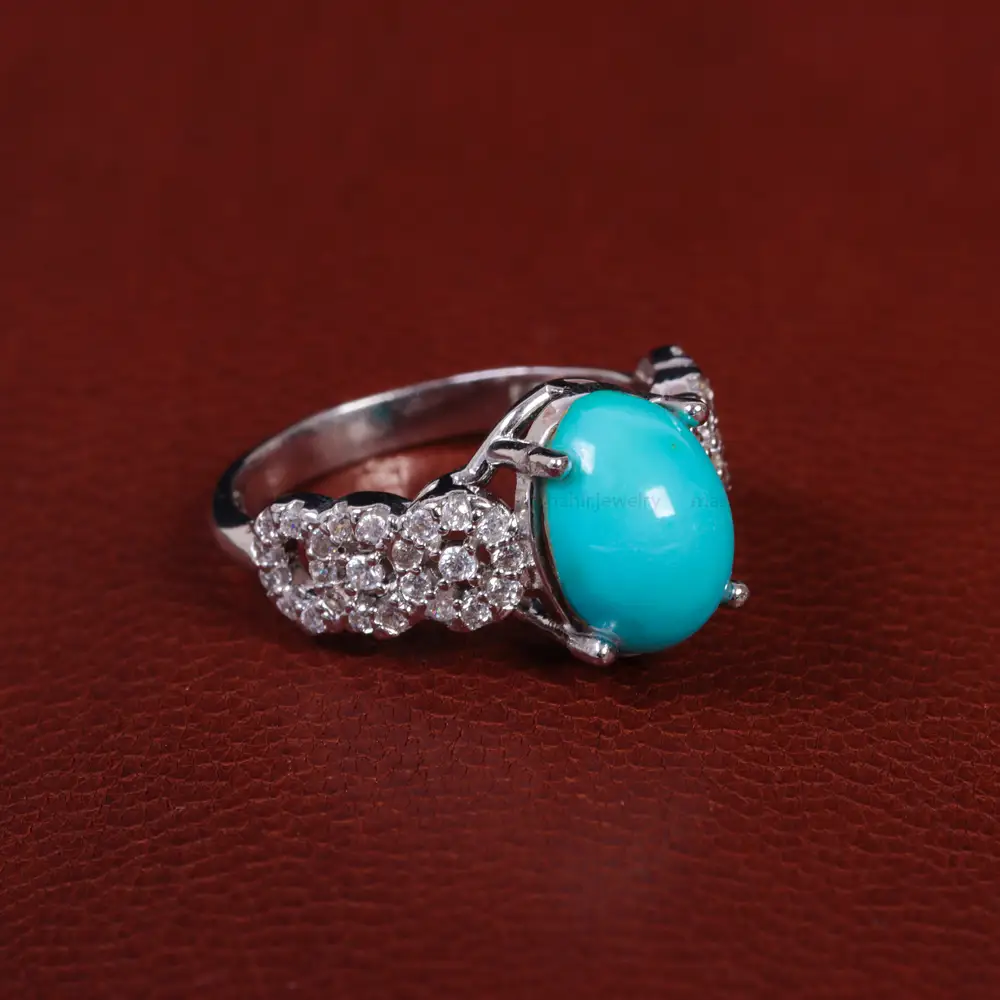 انگشتر فیروزه عجمی زنانه کد 15474