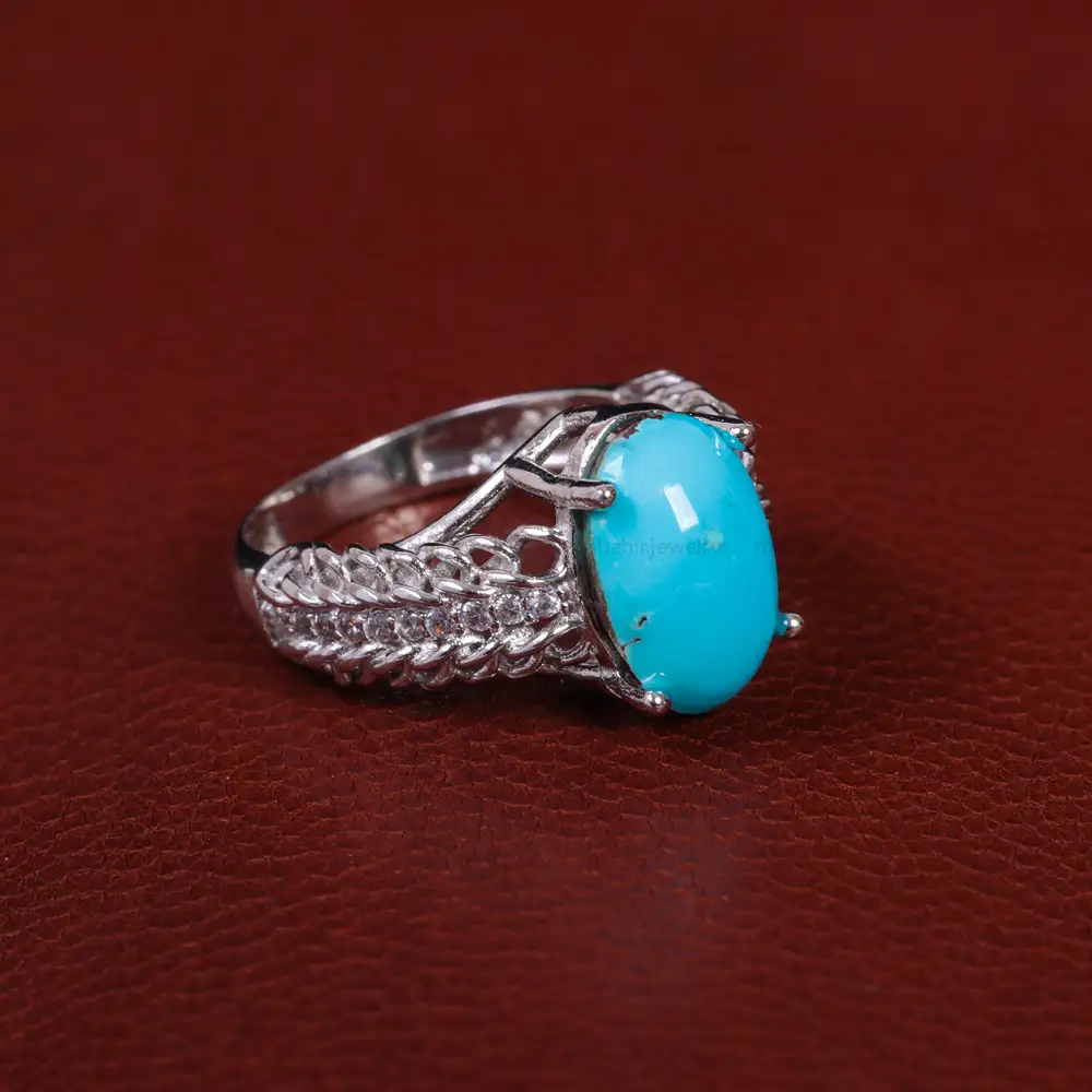 انگشتر فیروزه عجمی زنانه کد 15475