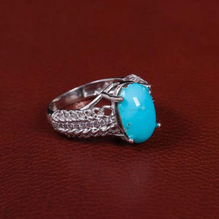 انگشتر فیروزه عجمی زنانه کد 15475