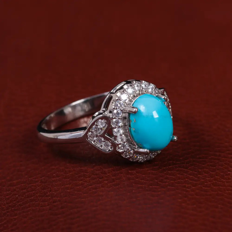 انگشتر فیروزه عجمی زنانه کد 15480