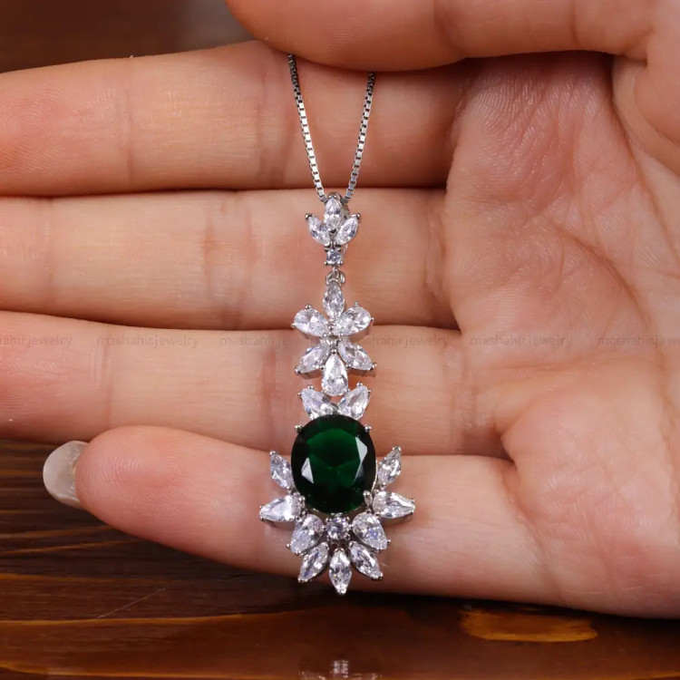 گردنبند سنتاتیک زمرد زنانه کد 15589