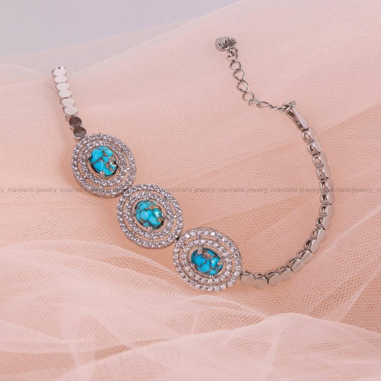 دستبند فیروزه زنانه کد 5543